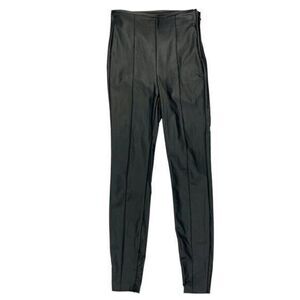 Zara Faux Leather Pants Womens Small Black High Waisted Ankle Zip Skinny Pull On